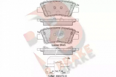 R BRAKE rb2036 -  Комплект тормозных колодок, дисковый тормоз